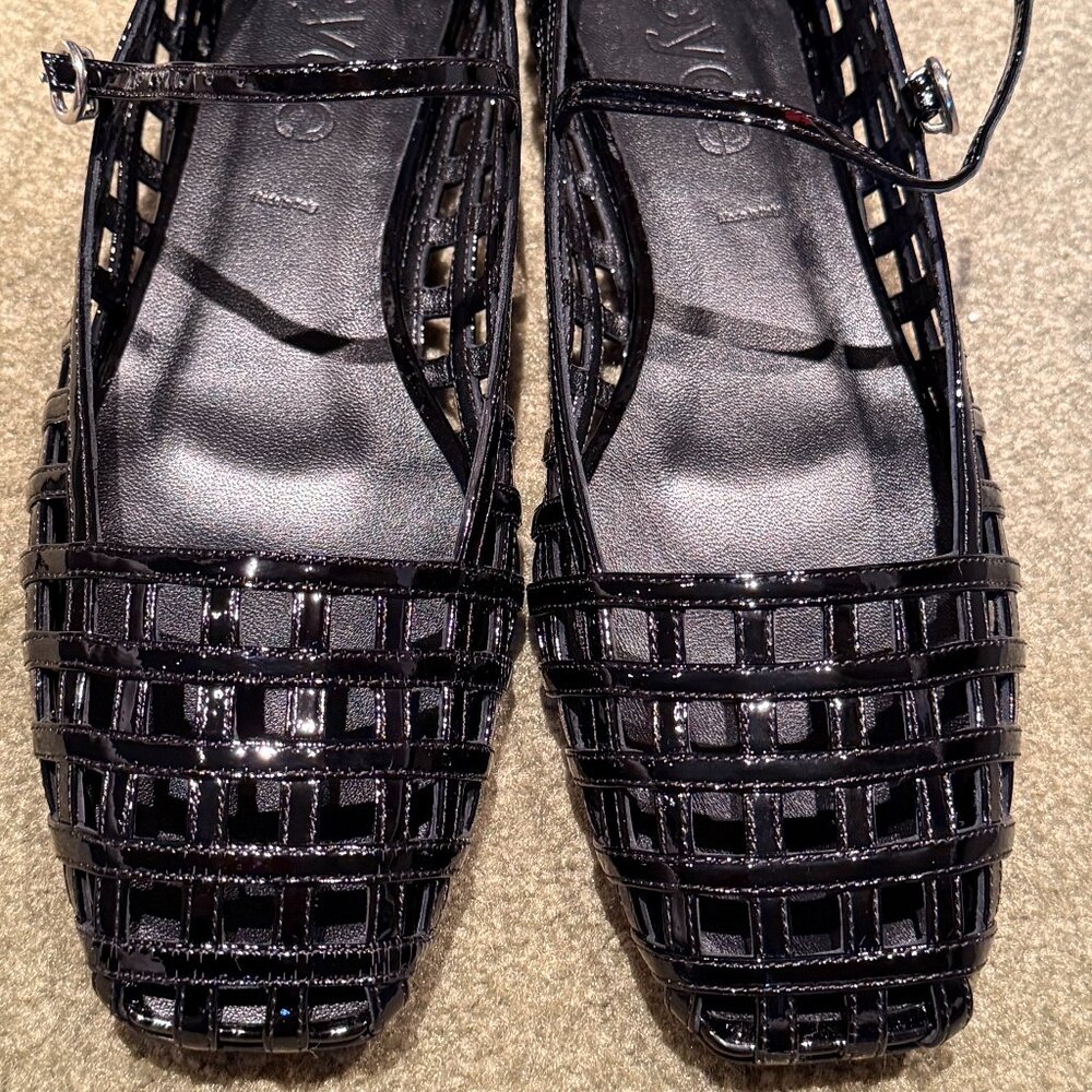 Aeyde Patenet leather woven flats